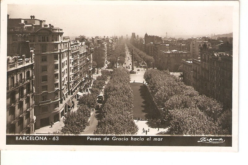 Postal 027487 : Barcelona - 63, Paseo de Gracia hacia el mar