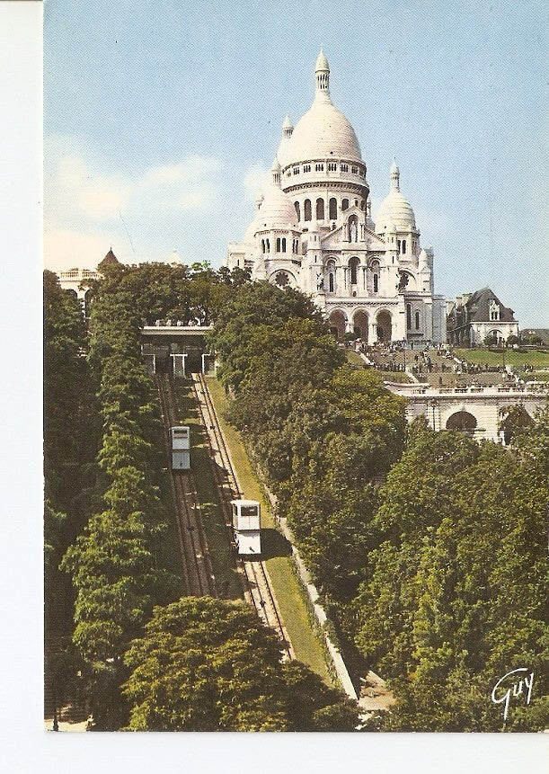 Postal 027757 : Paris, La basilique du Sacre-Coeur de Montmartre (1876-2910) et le funiculaire