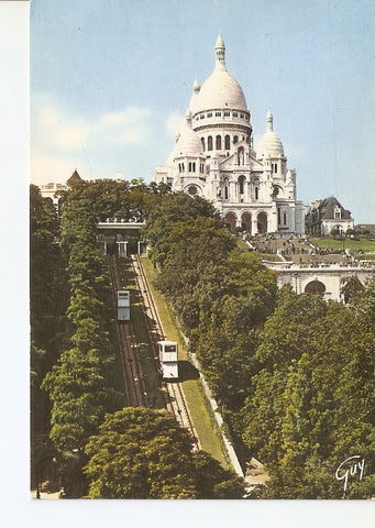 Postal 027757 : Paris, La basilique du Sacre-Coeur de Montmartre (1876-2910) et le funiculaire