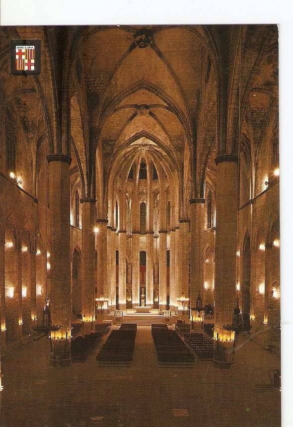 Postal 027847 : Barcelona, Basilica de Santa Maria del Mar, Interior (siglo XIV)