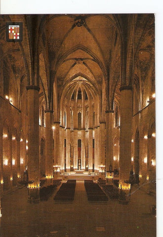 Postal 027847 : Barcelona, Basilica de Santa Maria del Mar, Interior (siglo XIV)