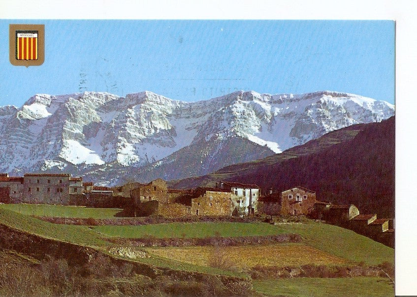 Postal 028123 : Arseguel (Lleida), panoramica i al fons el Cadi