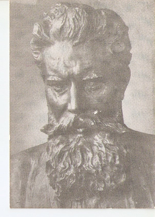 Postal 028190 : Escultura de Wilhelm Conrad Röentgen, descubrido de los RX, Premio Nobel 1901