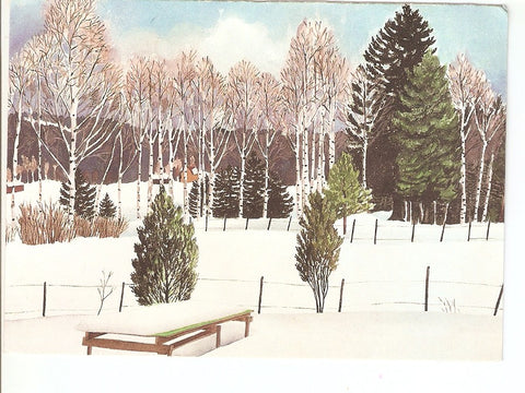 Postal 028210 : Dibujo paisaje nevado