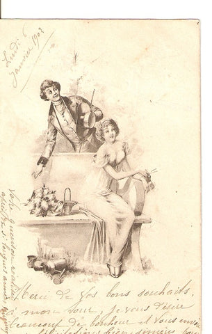 Postal 028265 : Dibujo pareja