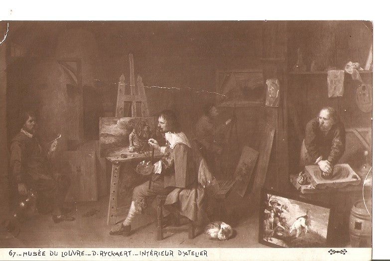 Postal 028357 : Musee du Louvre - D. Ryckaert. Interieur dAtelier