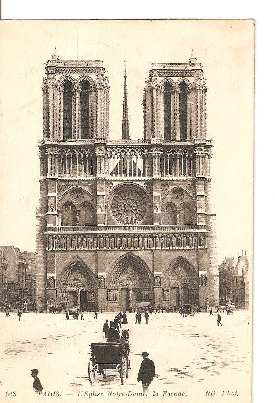 Postal 028373 : Paris, leglise Notre-Dame, la Façade