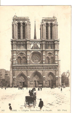Postal 028373 : Paris, leglise Notre-Dame, la Façade