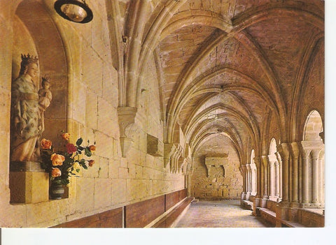 Postal 028452 : Real Monasterio de Poblet, Ala Romanica del claustro. S. XII (detalle)