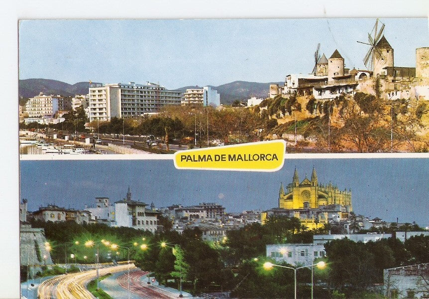 Postal 028521 : Palma de Mallorca, Molinos del Paseo Maritimo y la Catedral