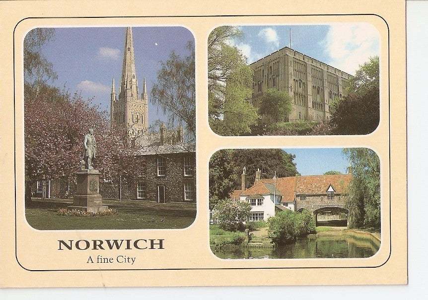 Postal 028584 : Norwich, a fine City. Cathedral, Castle, Pulls Ferry