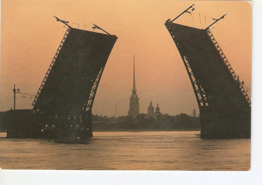 Postal 028585 : Puente del Palacio. Noche blanca. San Petersburgo, Rusia