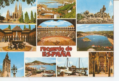 Postal 028627 : Barcelona-Malaga-Madrid. España, Granada-Plaza de Toros - San Sebastian, Sevilla-Costa Brava-Mallorca-Cordoba