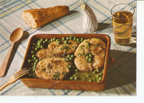 Postal 028750 : Platos tipicos de España. Merluza con guisantes