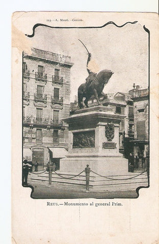 Postal 029230 : Reus - monumento al general Prim.  A. Mauri - Gerona