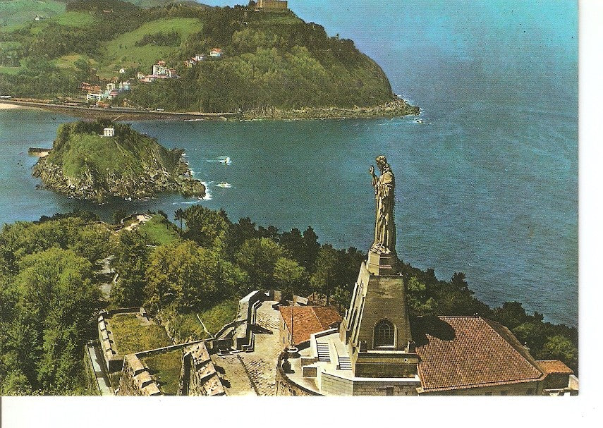 Postal 029280 : San Sebastian, Monumento al Sagrado Corazon y Monte Igueldo