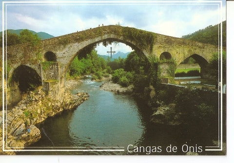 Postal 029339 : Cangas de Onis, puente medieval romanico siglo XIII y rio Sella