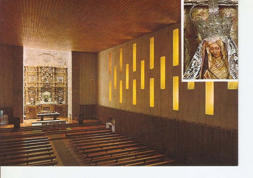 Postal 029355 : Santuario de Nuestra Señora del Camino (Leon), Coro y vidriera. Vista interior del templo