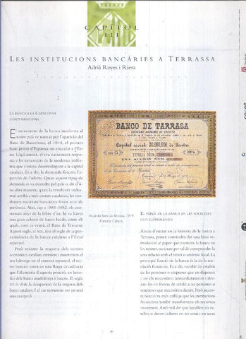 Terrassa capitol III: Les institucions Bancaries a Terrassa