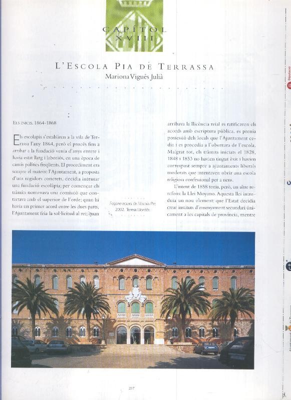 Terrassa capitol XVIII: L'escola Pia de Terrassa