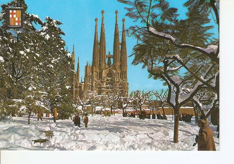 Postal 024522 : Barcelona. Nevada. Templo de la Sagrada Familia