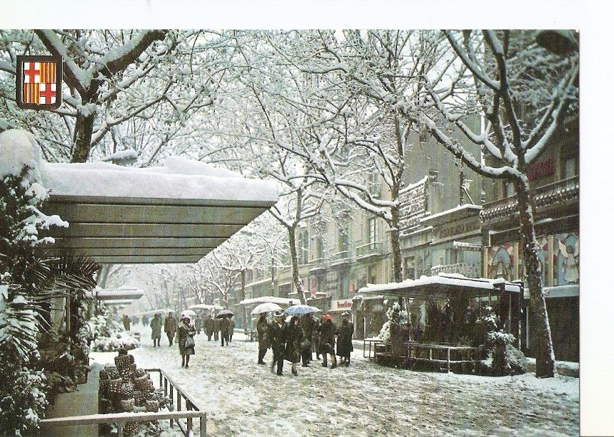 Postal 024526 : Barcelona. Nevada. Rambla de las Flores