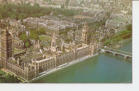 Postal 024654 : Aerial view of houses of Parliament. Big Ben Wesminster Abbey and Whitehall London