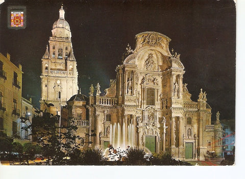 Postal 024868 : Fachada de la Catedral. Nocturna. Murcia