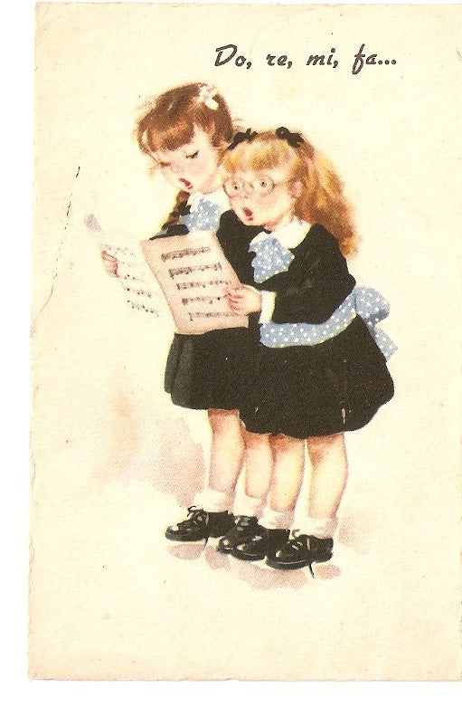 Postal 024918 : Dibujo niñas cantando