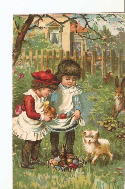 Postal 024919 : Pintura niñas jugando