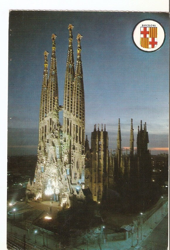 Postal 025050 : La Sagrada Familia (Nocturna) Barcelona