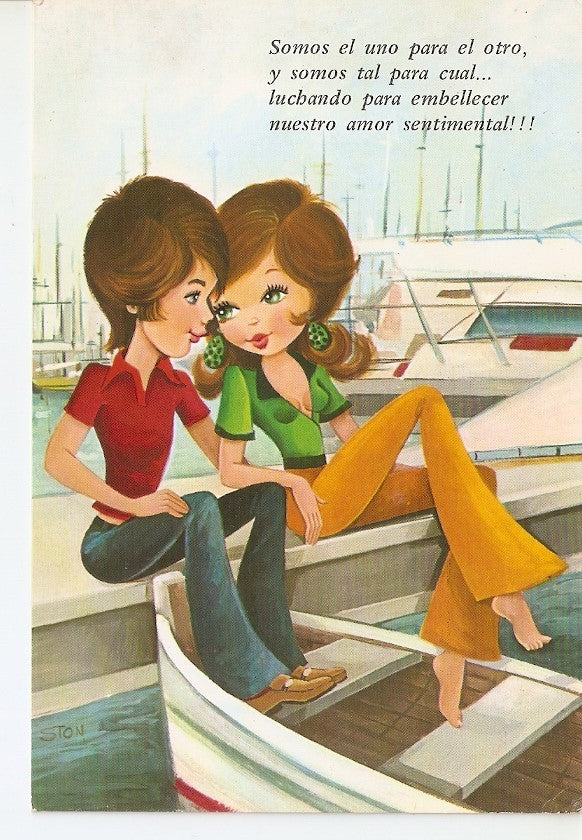 Postal 025139 : Dibujo con cita amorosa