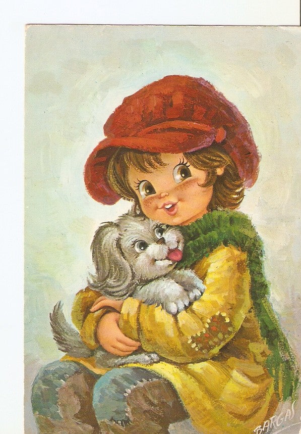 Postal 025270 : Dibujo. Niño con un perro