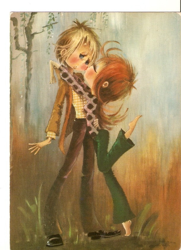 Postal 025285 : Dibujo. Pareja abrazandose