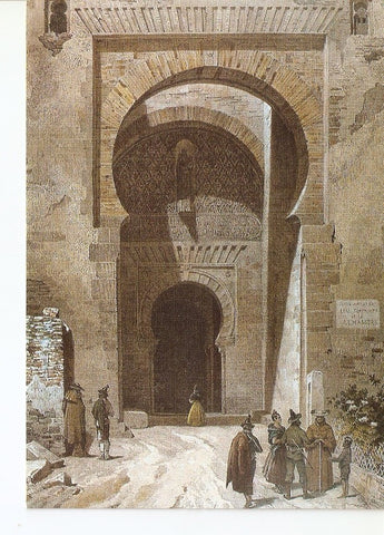 Postal 025634 : Puerta de la Justicia. Grabado del siglo XIX Alhambra - Granada