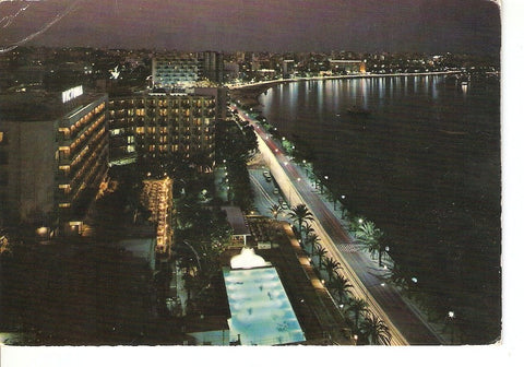 Postal 025664 : Vista nocturna del paseo Maritimo. Mallorca (Baleares - España)