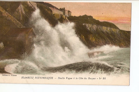 Postal 025745 : Pintura. Biarritz Pitioresque - Double Vague a la Cote des Basques