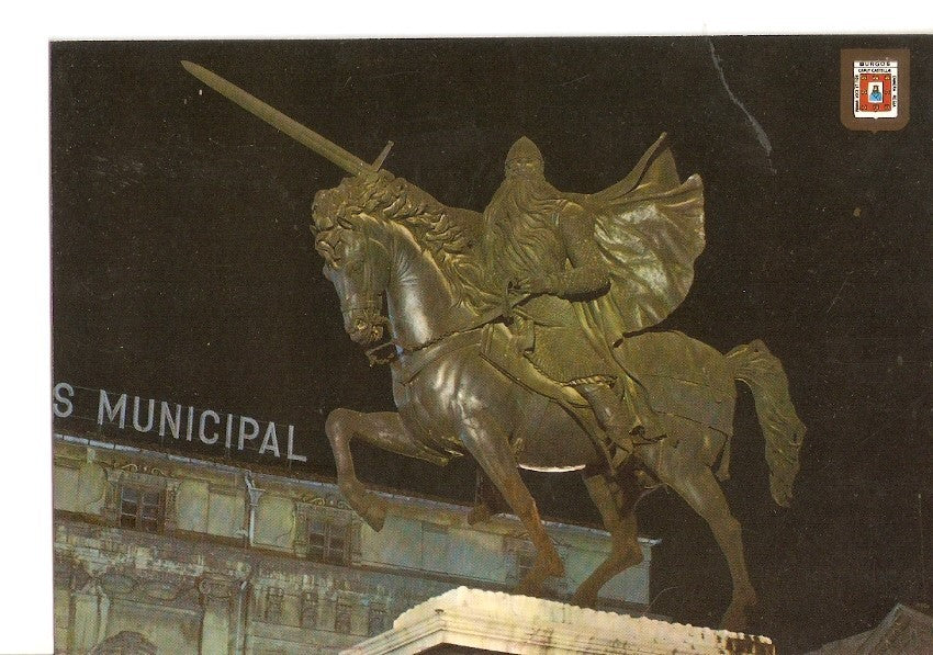 Postal 025784 : Estatua del Cid Campeador nocturna. Burgos