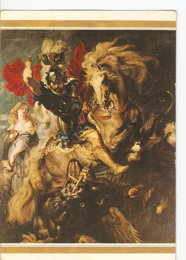 Postal 026032 : Lucha de San Jorge con el dragon. Rubens. Museo del Prado