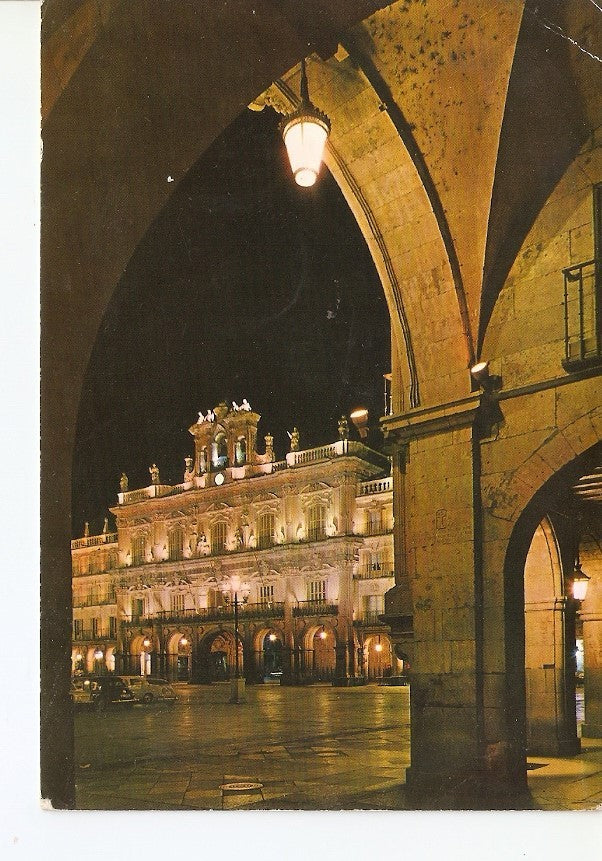 Postal 026036 : Plaza Mayor y Ayuntamiento de noche. Salamanca