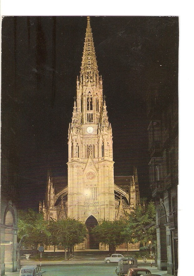 Postal 026083 : Catedral de Buen Pastor nocturna. San Sebastian