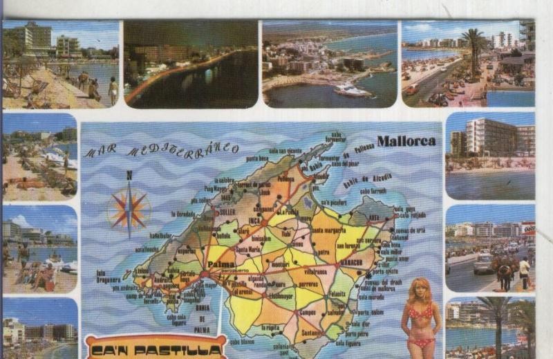 Postal 003236: Plano de la isla con diversas poblaciones de Mallorca