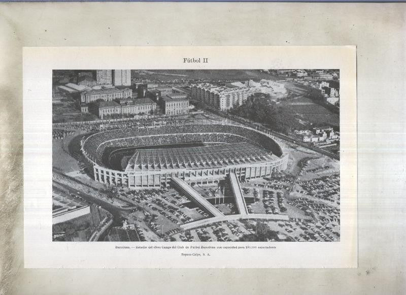 Lamina 130: Estadio Club Futbol Barcelona, en la otra cara el estadio Bernabeu