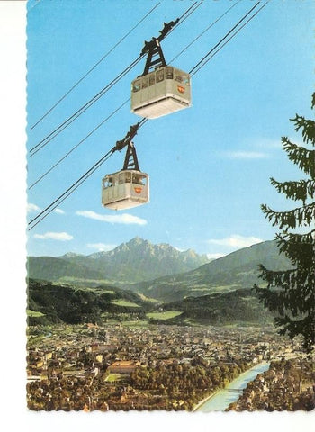Postal 026522 : Innsbrucker Nordkettenbahn, Wagenkreuzung, Blick auf Innsbruck