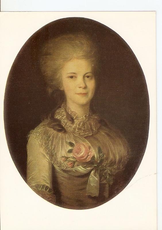 Postal 026460 : Retrato de Barbara Surovteva (1780). Fiodor Rokotov. Oleo sobre lienzo. Mueseo de Arte Ruso. Leningrado