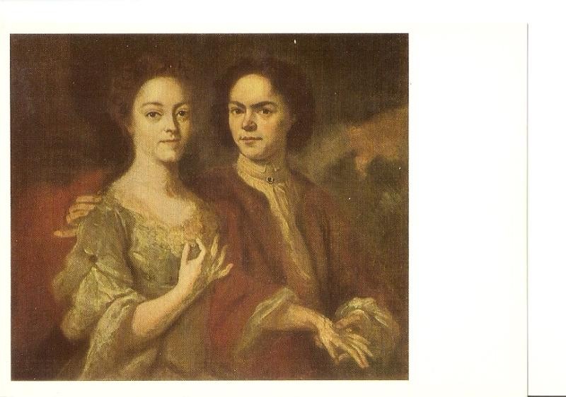 Postal 026465 : Autorretrato con su esposa (1729). Andrei Matveev. Oleo sobre lienzo. Museo de Arte Ruso Leningrado