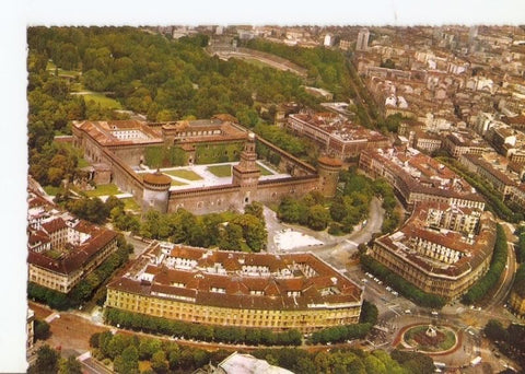 Postal 023409 : Castello Sforzesco Milano veduta aerea