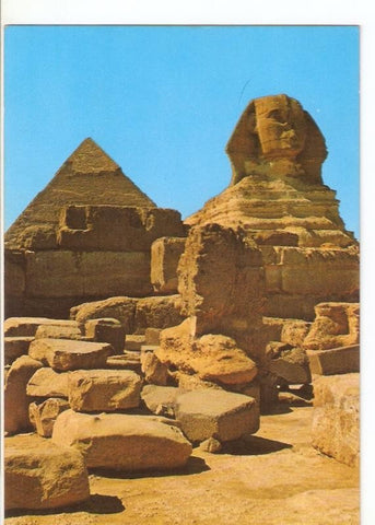 Postal 026777 : Giza. The Great Sphinx and the pyramid of Kephre