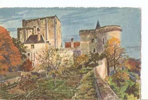 Postal 026808 : Pintura. La Douce France - Chateaux de la Loire. Le Donjon et la Tour Louis XI