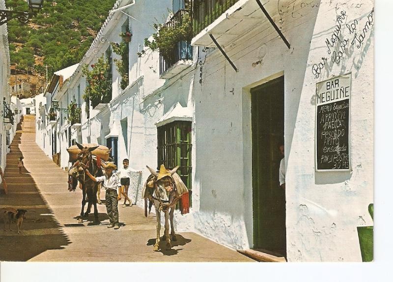 Postal 026846 : Mijas (Costa del Sol), Calle tipica, al fondo la Sierra